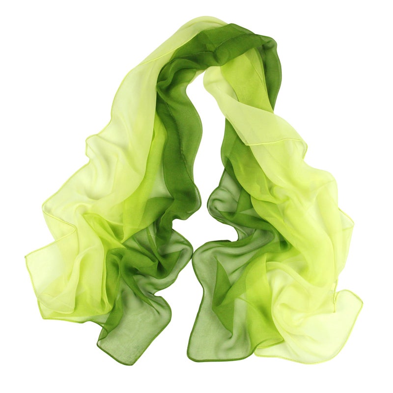 PANTONIGHT Long Chiffon Sheer Scarf Gradient - Pantonight Green Shaded Colors Lightweight Scarf For Womens (Color 091) - Image 1